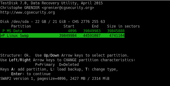 Select a partition to recover